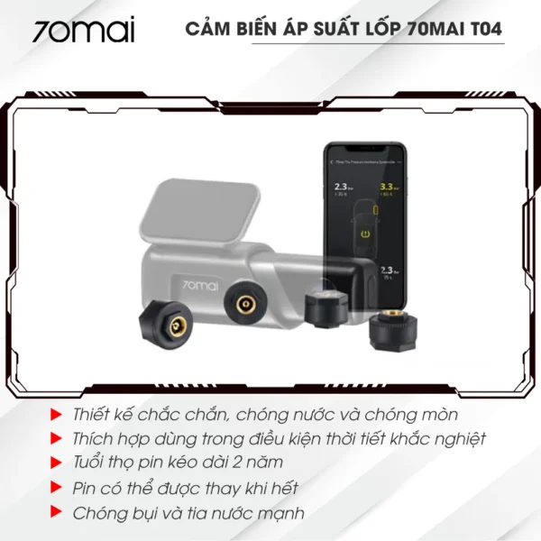 Cảm biến áp suất lốp 70mai T04