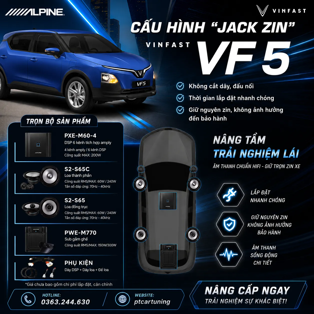 Nâng Cấp Âm Thanh Alpine Cho VinFast VF5