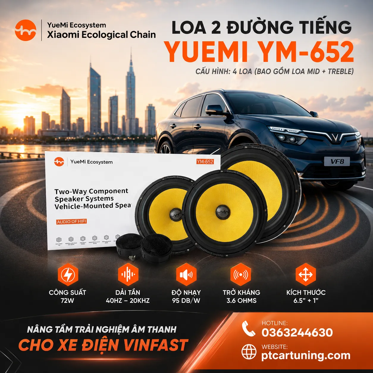 loa 2 đường tiếng yuemi ym 652