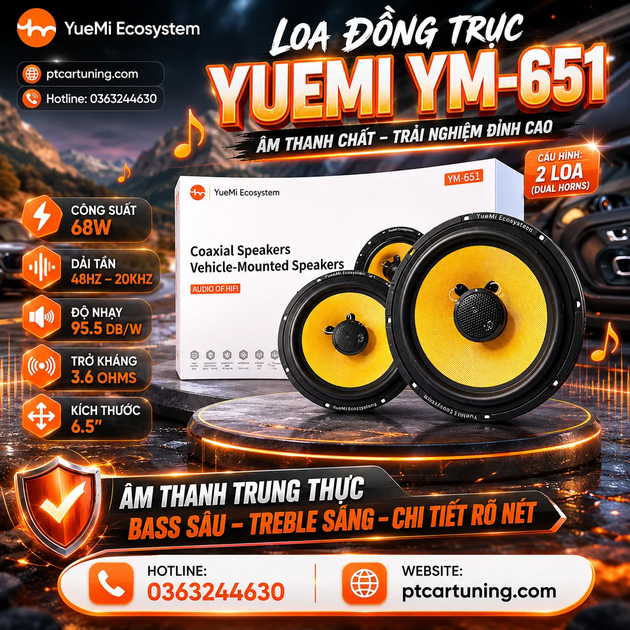 loa đồng trục yuemi ym 651